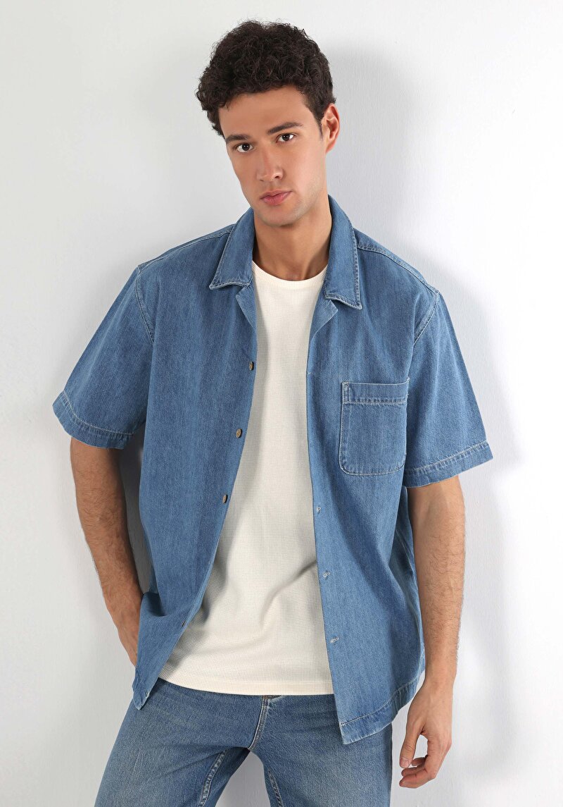 Зображення Сорочка З Коротким Рукавом Чоловіча Блакитна  Cl1062455