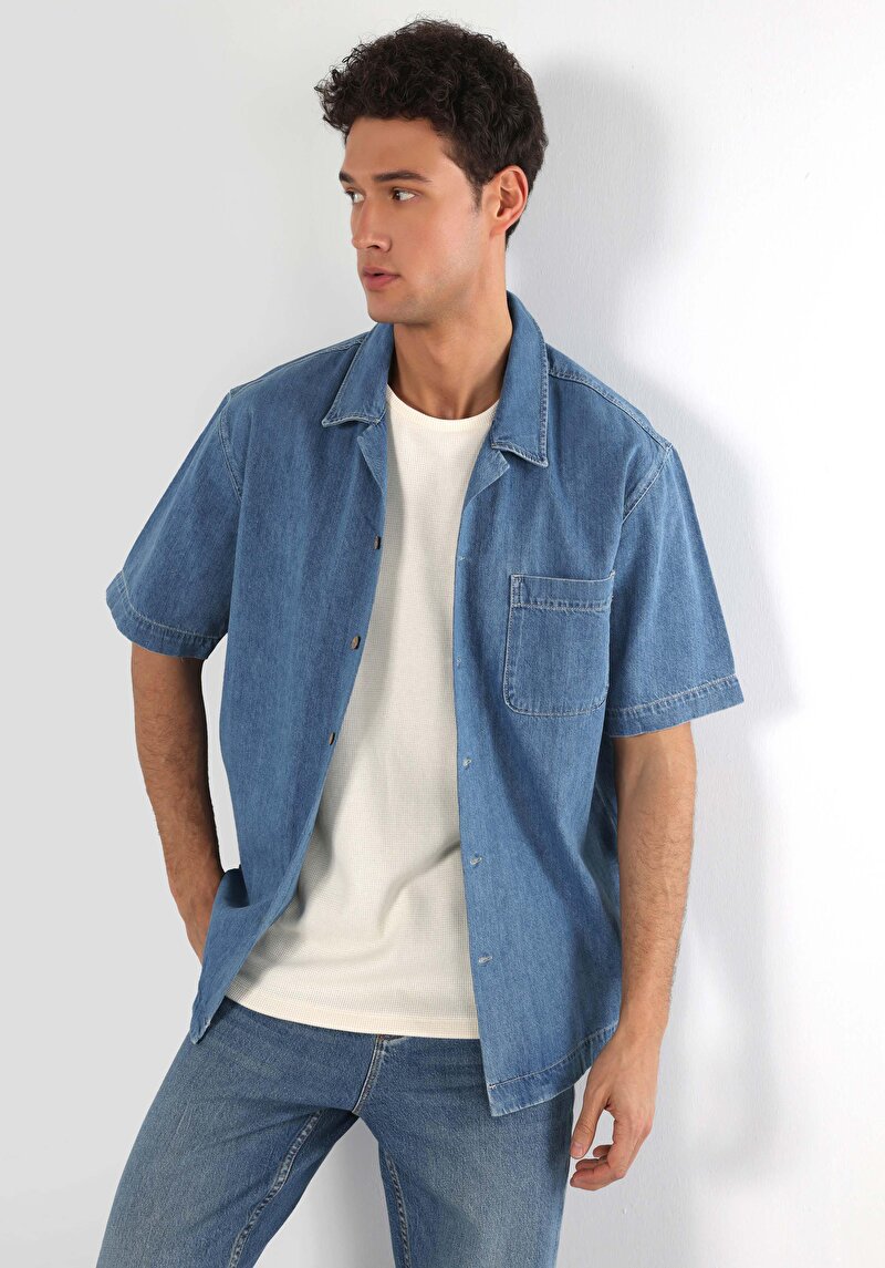 Зображення Сорочка З Коротким Рукавом Чоловіча Блакитна Cl1062455