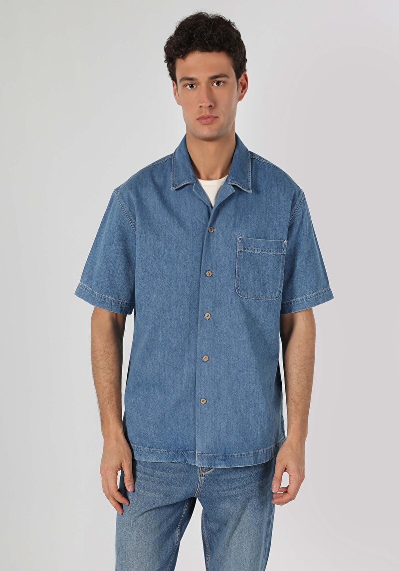 Показати інформацію про Сорочка З Коротким Рукавом Чоловіча Блакитна  Cl1062455