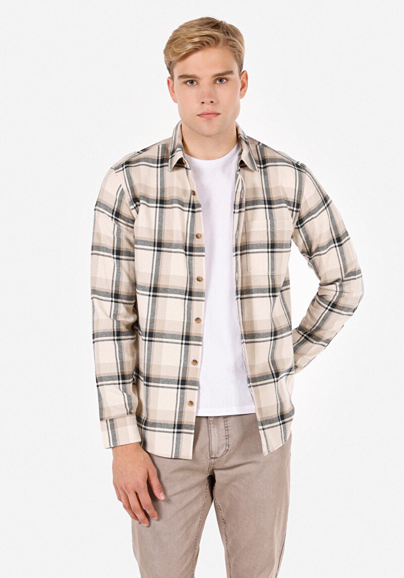 Зображення Сорочка З Довгим Рукавом Чоловіча Бежева  Cl1071256