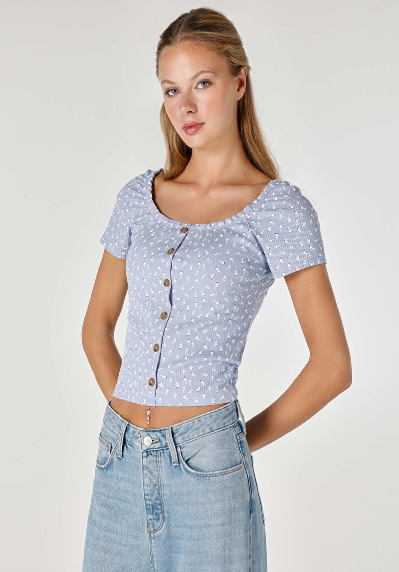 Зображення Футболка З Коротким Рукавом Жіноча Блакитна  Cl1062531