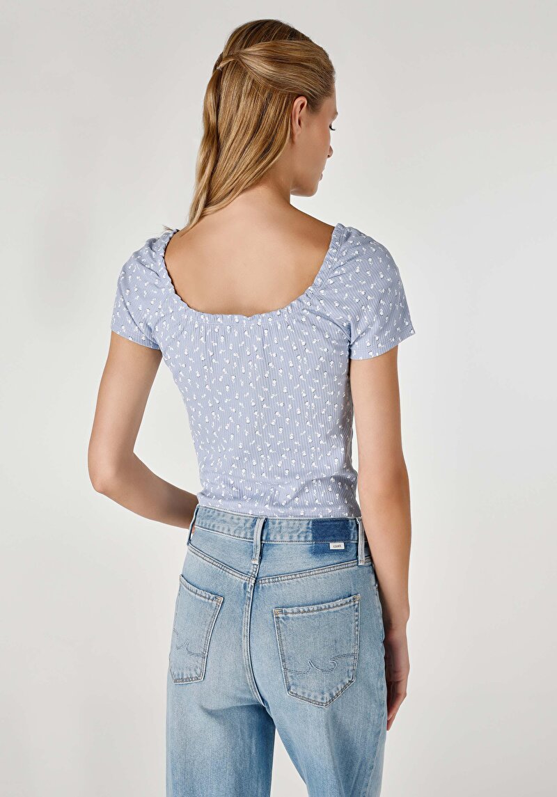 Показати інформацію про Футболка З Коротким Рукавом Жіноча Блакитна  Cl1062531