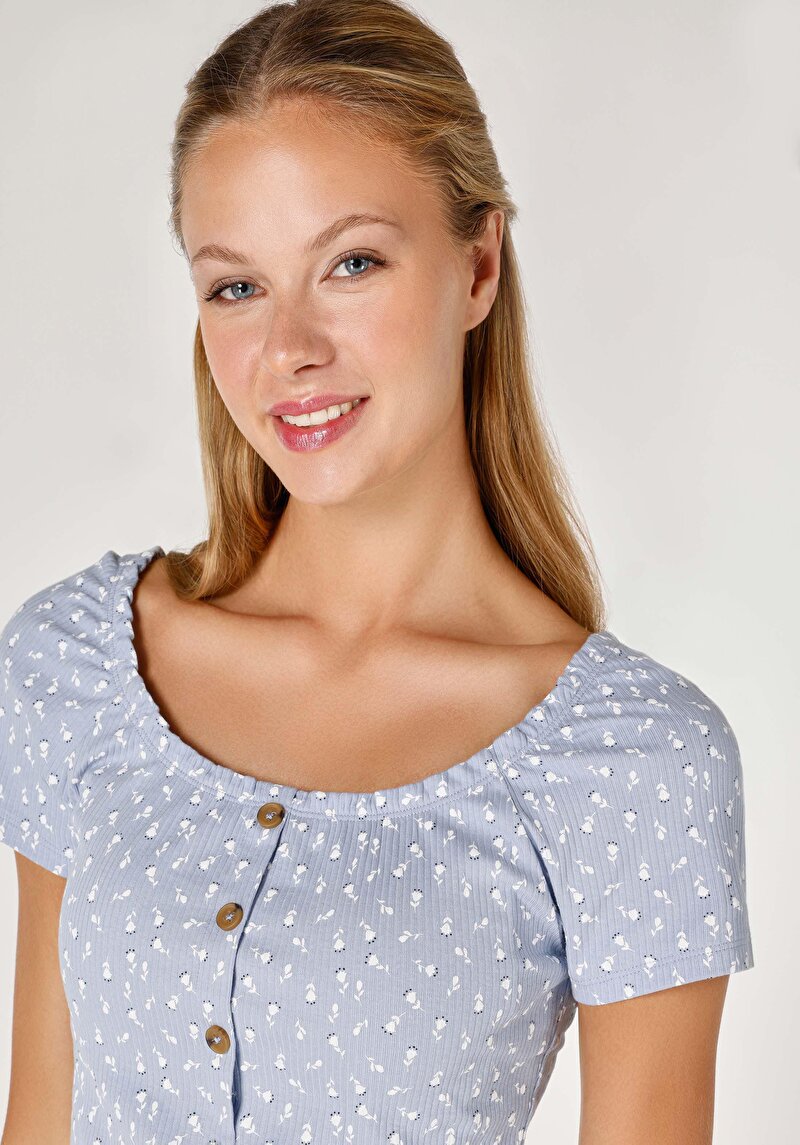 Показати інформацію про Футболка З Коротким Рукавом Жіноча Блакитна  Cl1062531