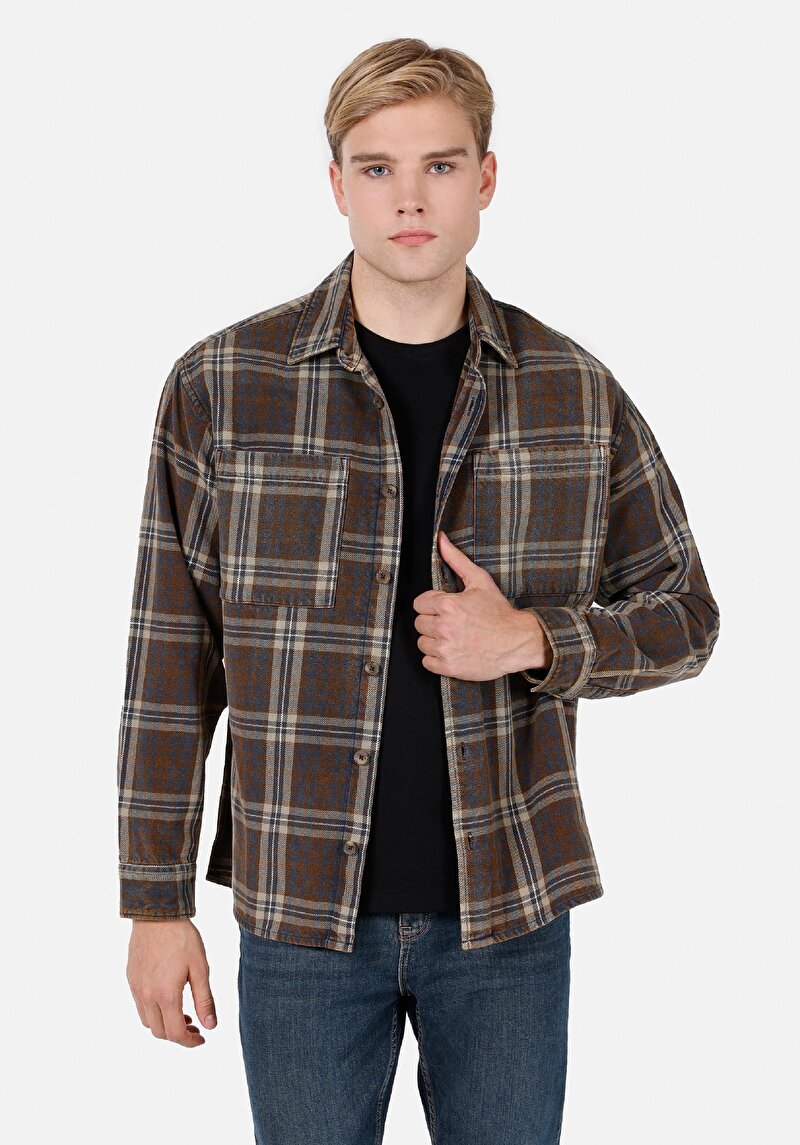 Зображення Сорочка З Довгим Рукавом Чоловіча Коричнева  Cl1071273