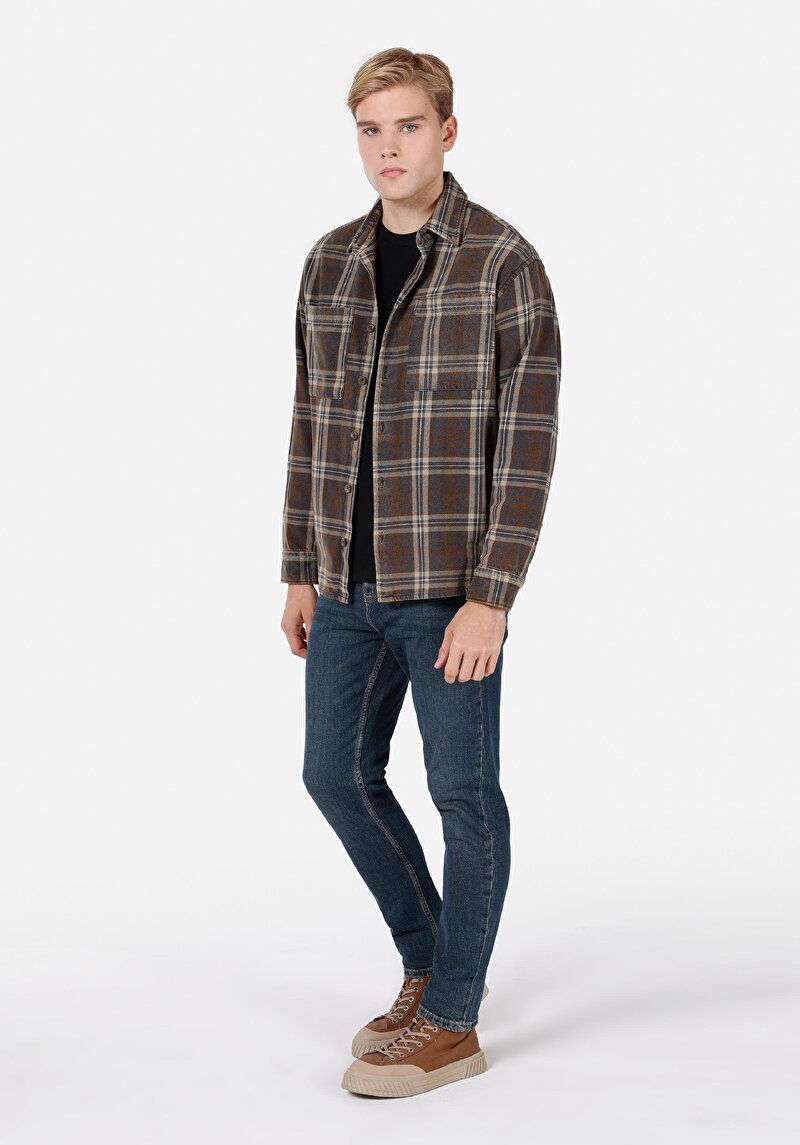 Показати інформацію про Сорочка З Довгим Рукавом Чоловіча Коричнева  Cl1071273