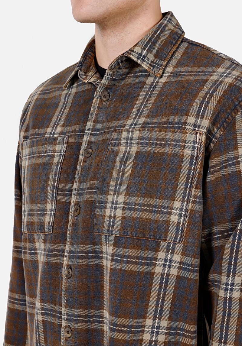 Показати інформацію про Сорочка З Довгим Рукавом Чоловіча Коричнева  Cl1071273