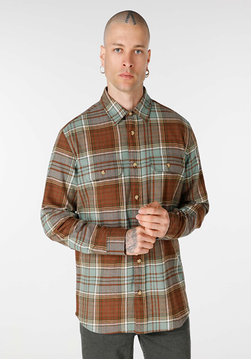 Зображення Сорочка З Довгим Рукавом Чоловіча Зелена  Cl1065567