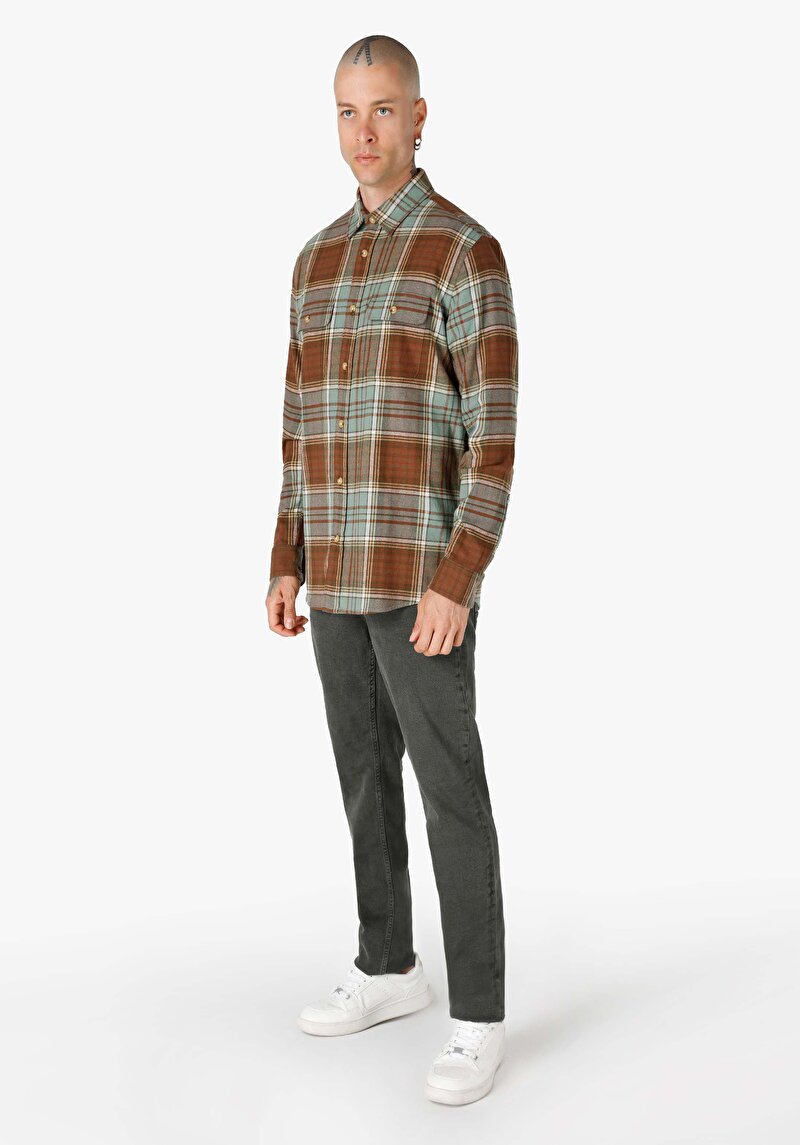 Показати інформацію про Сорочка З Довгим Рукавом Чоловіча Зелена  Cl1065567