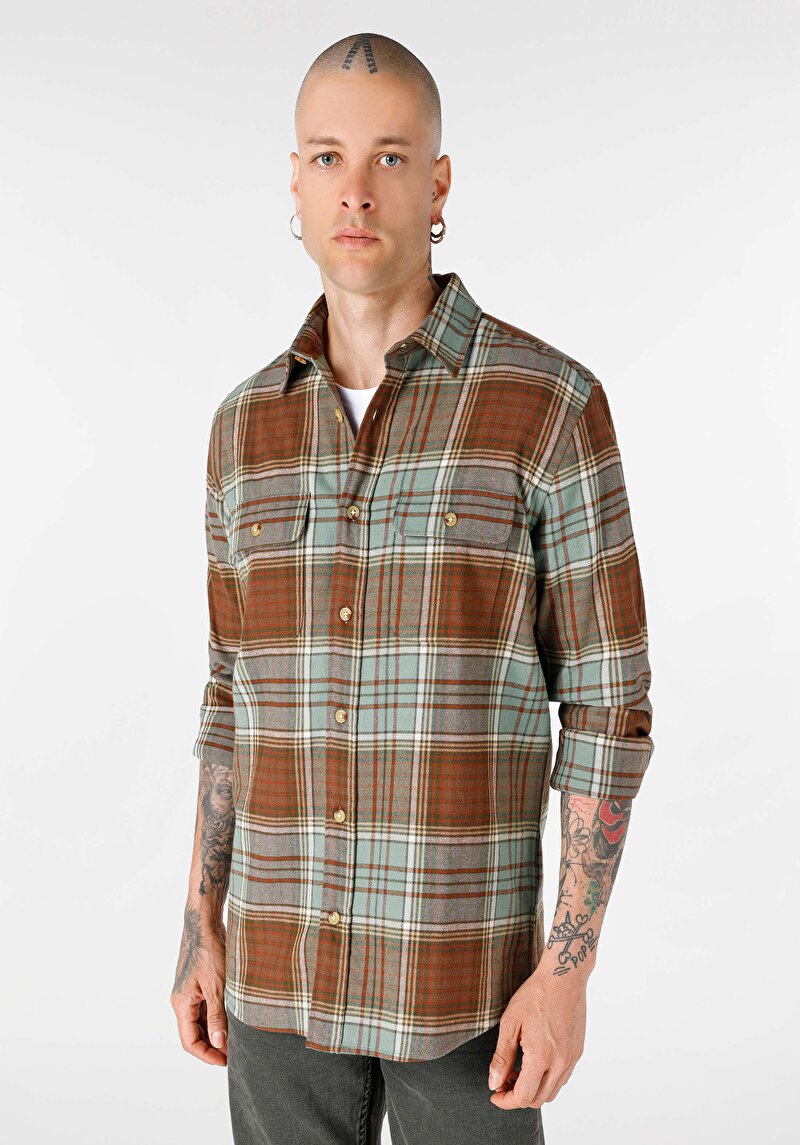 Показати інформацію про Сорочка З Довгим Рукавом Чоловіча Зелена  Cl1065567