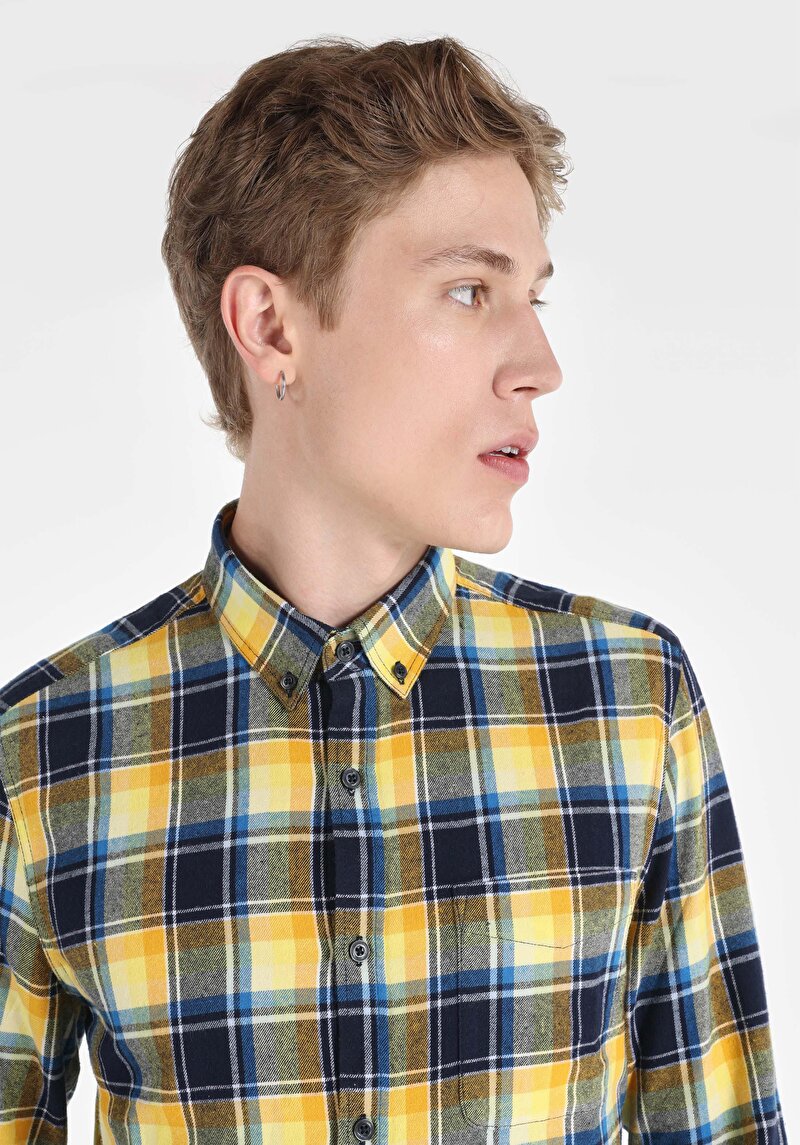 Показати інформацію про Сорочка З Довгим Рукавом Чоловіча Синя  Cl1065569