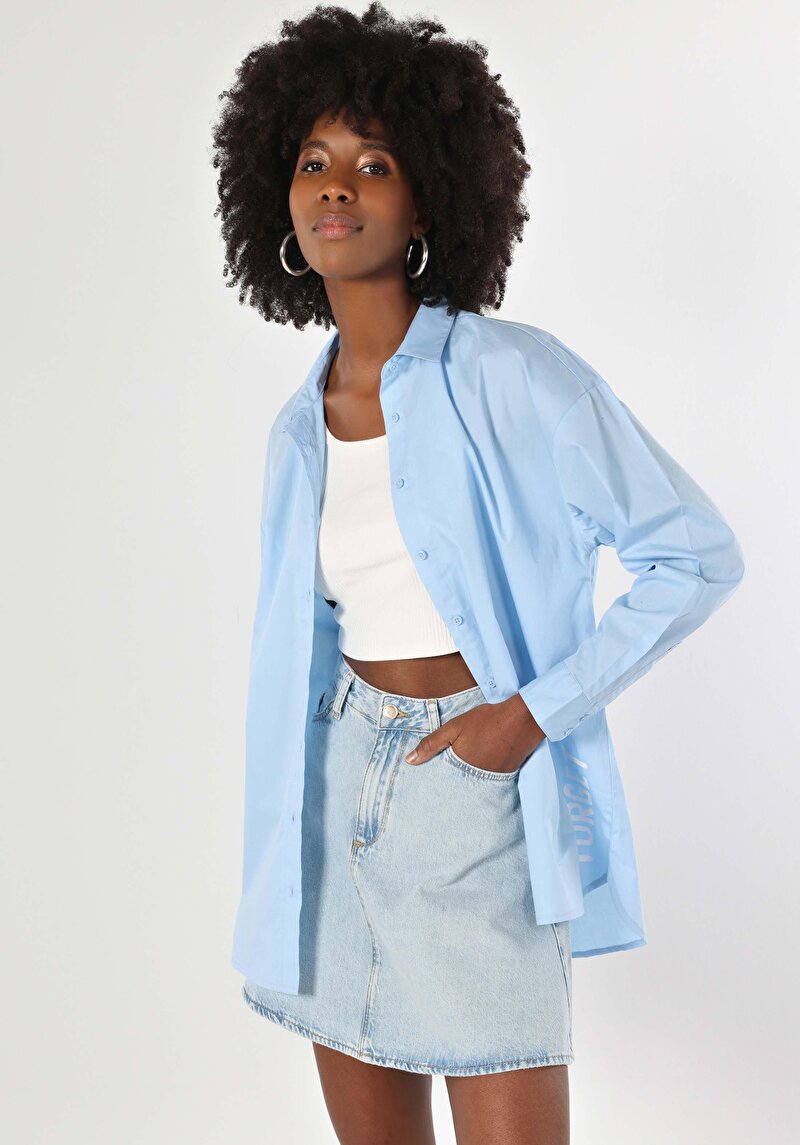 Показати інформацію про Сорочка З Довгим Рукавом Жіноча Блакитна  Cl1062904