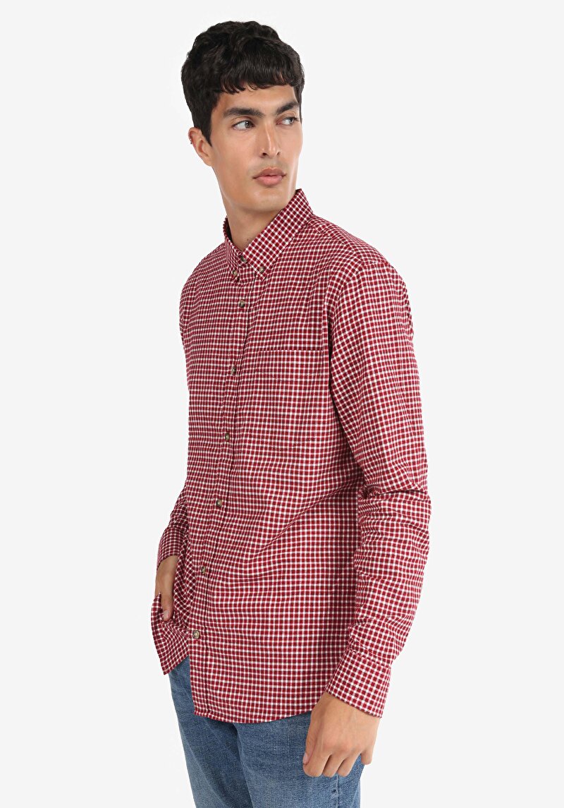 Зображення Сорочка З Довгим Рукавом Чоловіча Бордова  Cl1065591