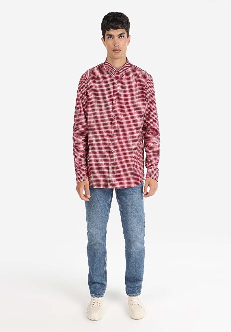 Показати інформацію про Сорочка З Довгим Рукавом Чоловіча Бордова  Cl1065591