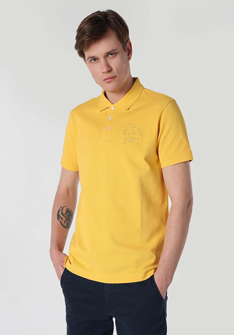 Показати інформацію про Поло З Коротким Рукавом Чоловіче Жовте  Cl1062964