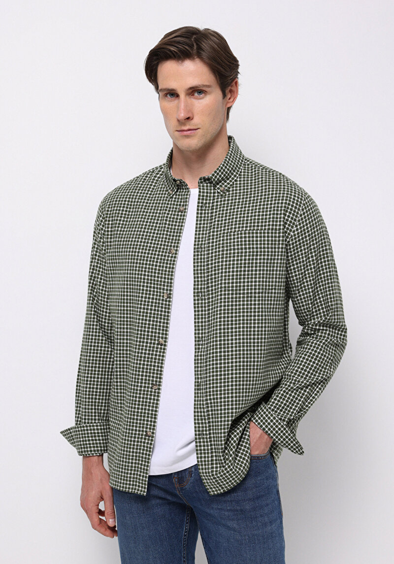 Зображення Сорочка З Довгим Рукавом Чоловіча Зелена  Cl1065591