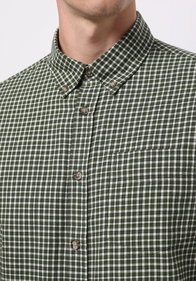 Показати інформацію про Сорочка З Довгим Рукавом Чоловіча Зелена  Cl1065591