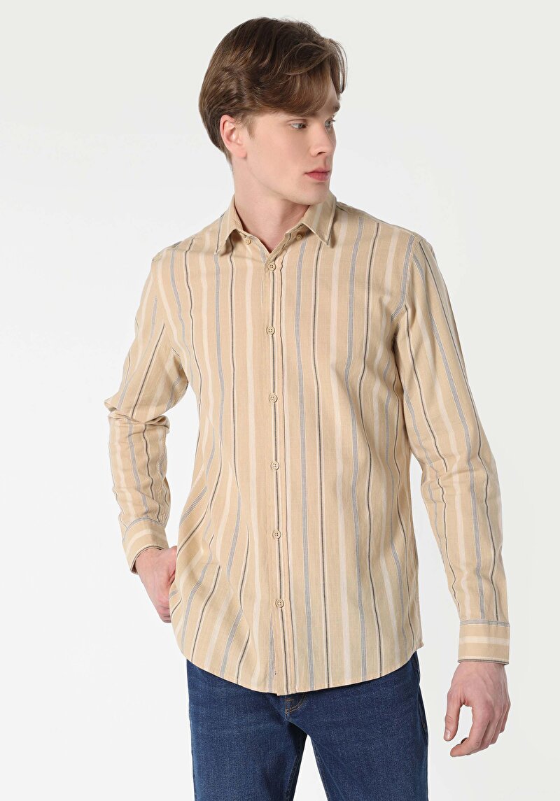 Зображення Сорочка З Довгим Рукавом Чоловіча Бежева Cl1063157