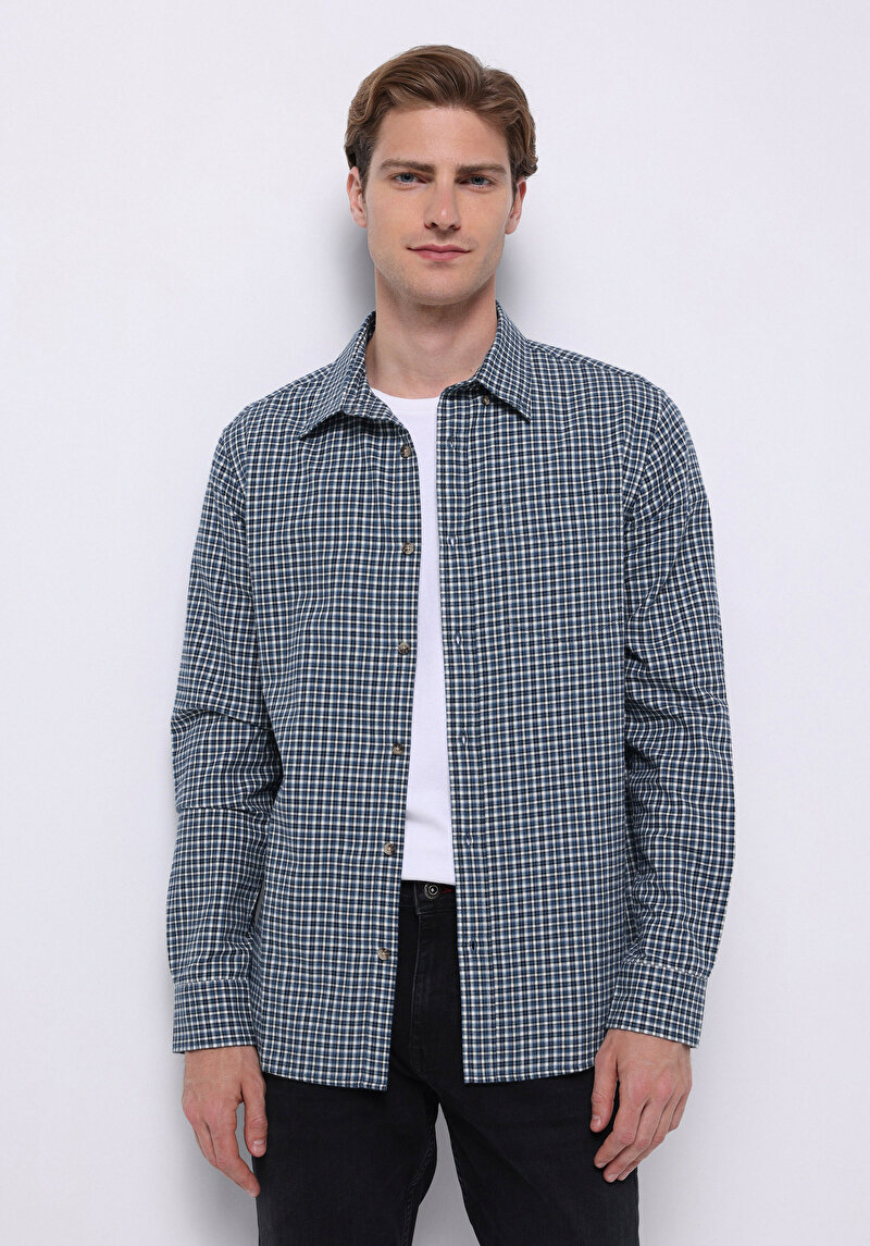 Зображення Сорочка З Довгим Рукавом Чоловіча Синя  Cl1065591