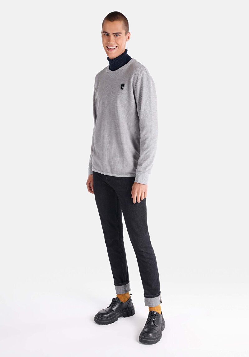 Показати інформацію про Футболка З Довгим Рукавом Чоловіча Сіра  Cl1065597