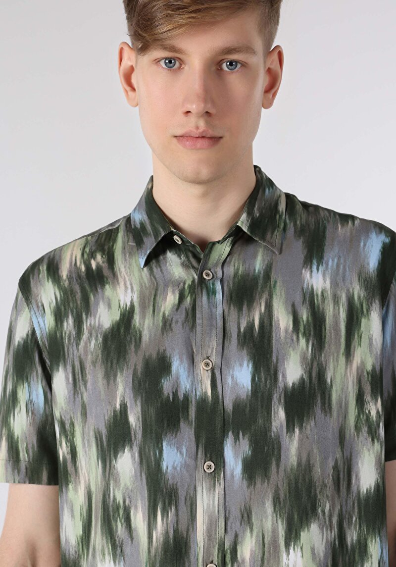 Показати інформацію про Сорочка З Коротким Рукавом Чоловіча Зелена  Cl1063179