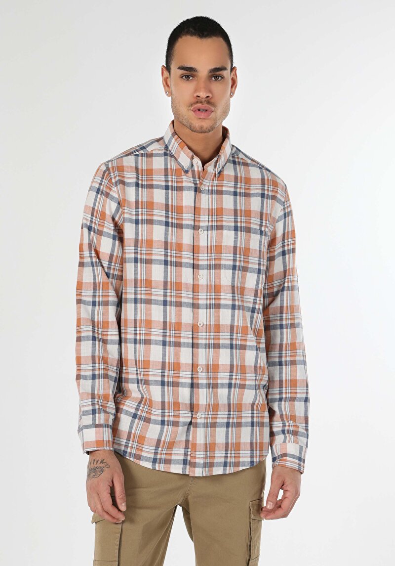 Показати інформацію про Сорочка З Довгим Рукавом Чоловіча Помаранчева  Cl1063185