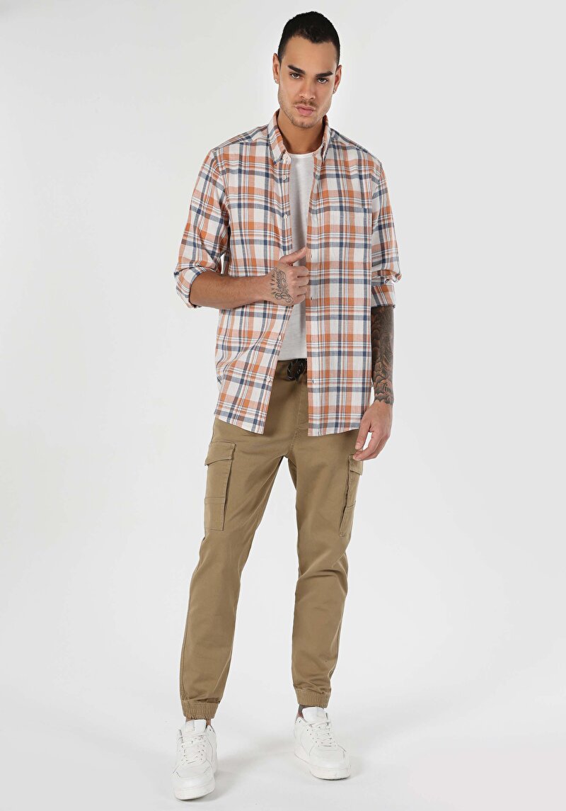 Показати інформацію про Сорочка З Довгим Рукавом Чоловіча Помаранчева  Cl1063185