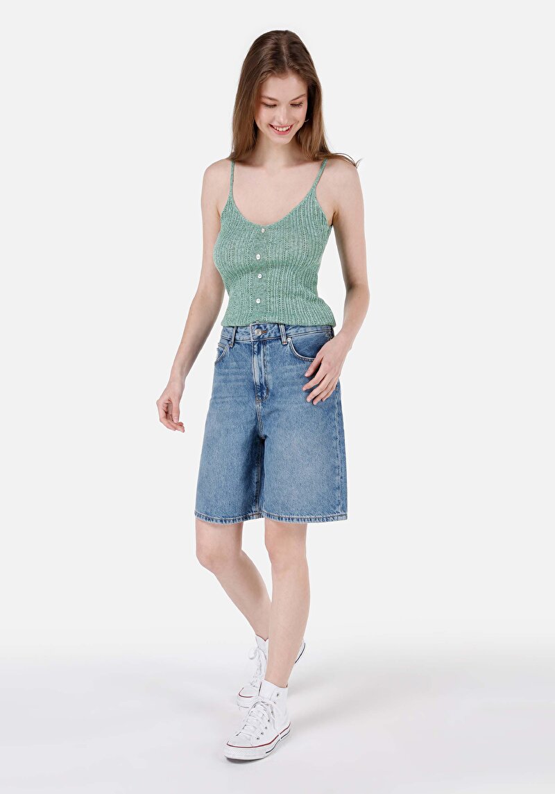 Показати інформацію про Светр Із Коротким Рукавом Жіночий Зелений  Cl1069094