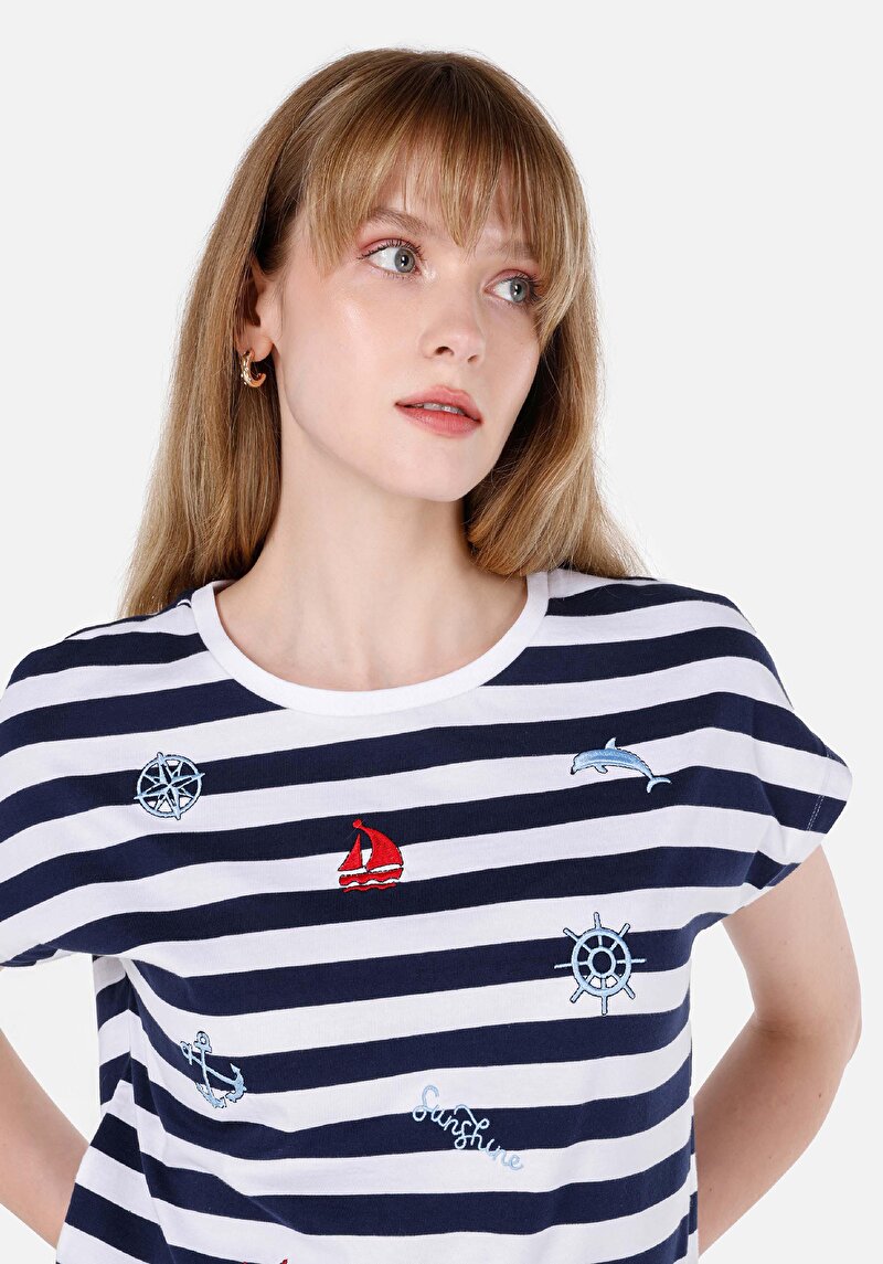 Показати інформацію про Футболка З Коротким Рукавом Жіноча Синя  Cl1069120