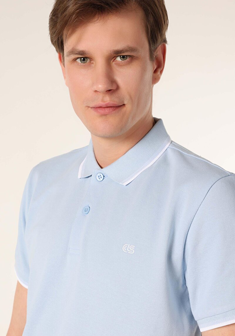 Зображення Поло З Коротким Рукавом Чоловіче Блакитне  Cl1063414