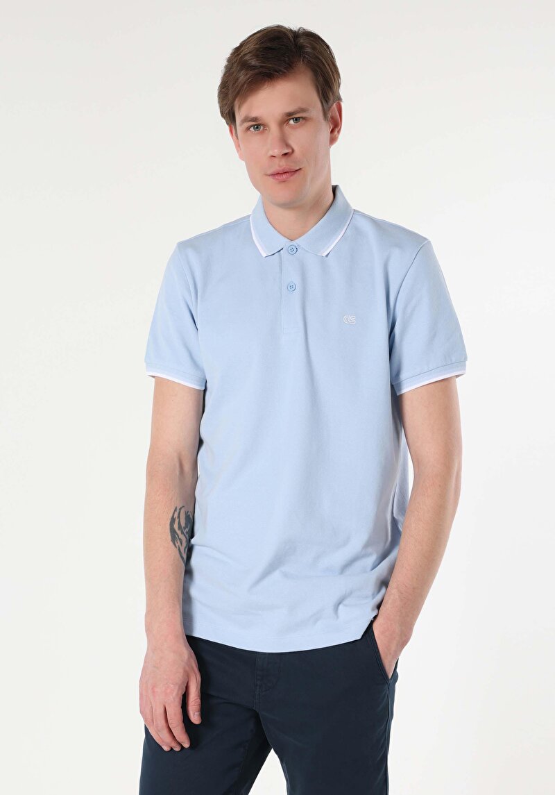 Показати інформацію про Поло З Коротким Рукавом Чоловіче Блакитне  Cl1063414