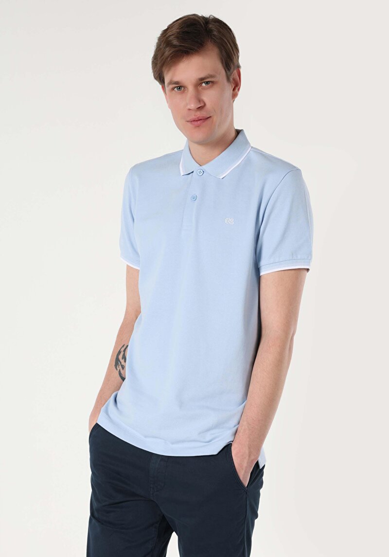 Показати інформацію про Поло З Коротким Рукавом Чоловіче Блакитне  Cl1063414