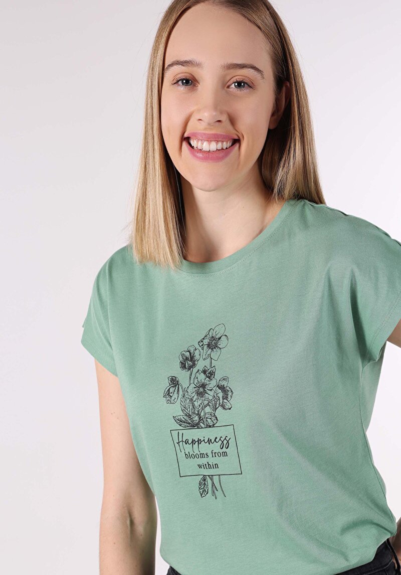 Зображення Футболка З Коротким Рукавом Жіноча Зелена  Cl1063441