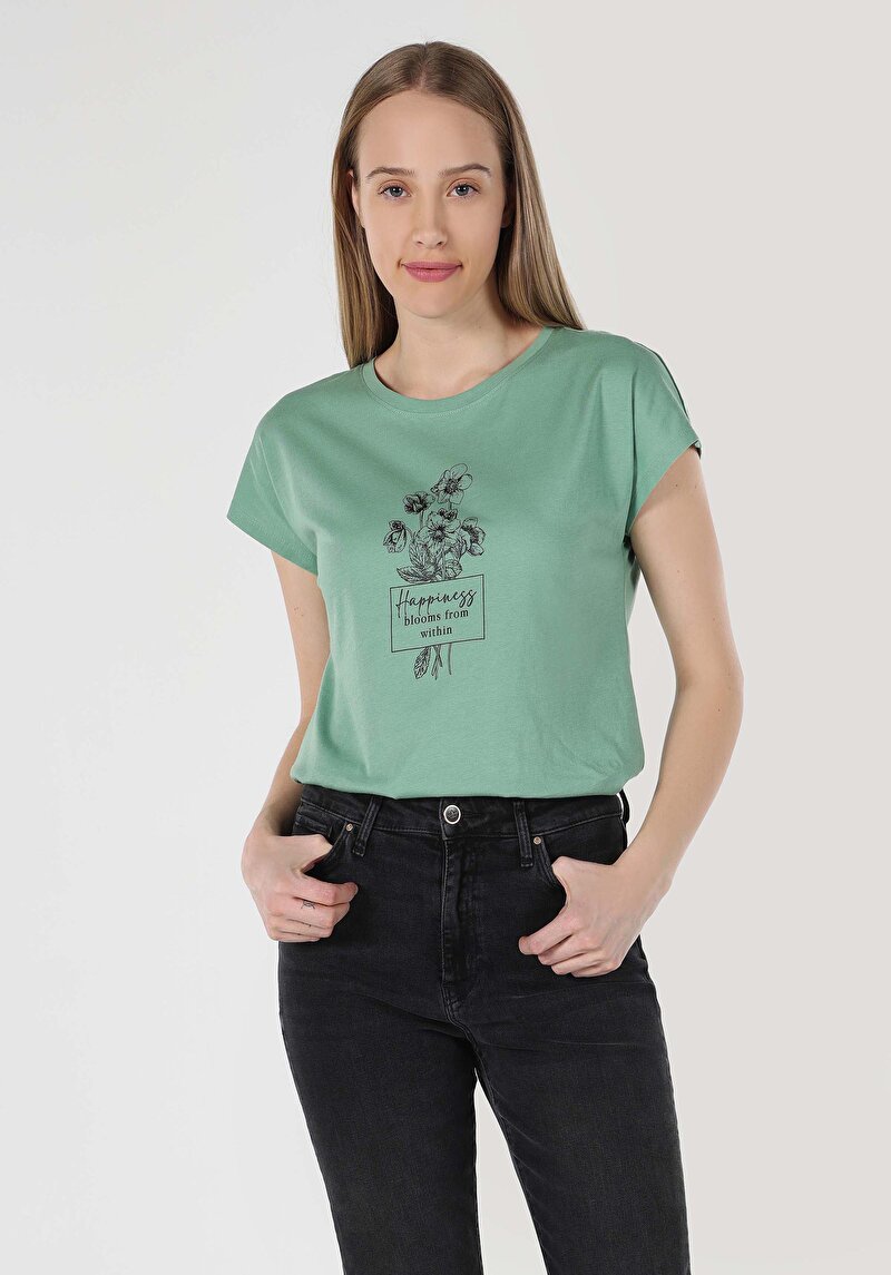 Показати інформацію про Футболка З Коротким Рукавом Жіноча Зелена  Cl1063441