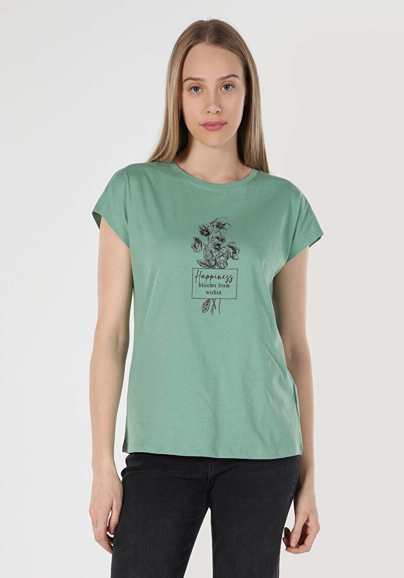 Показати інформацію про Футболка З Коротким Рукавом Жіноча Зелена  Cl1063441