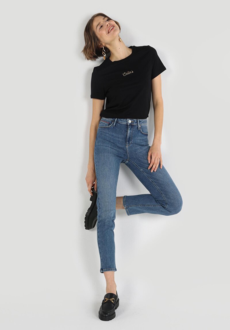 Показати інформацію про 703 Carla Джинси Жіночі Блакитні Вузького Крою Cl1063468