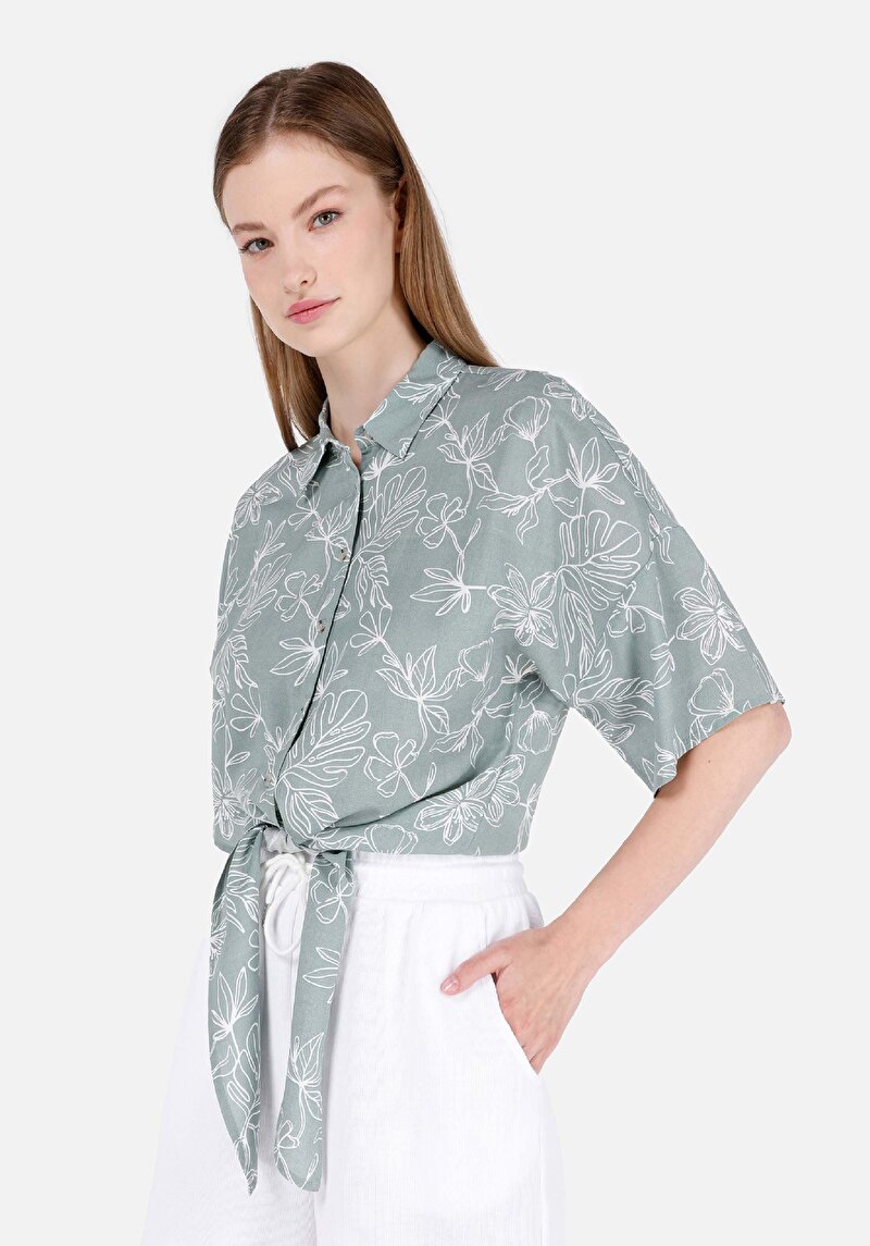 Зображення Сорочка З Коротким Рукавом Жіноча Зелена  Cl1069198