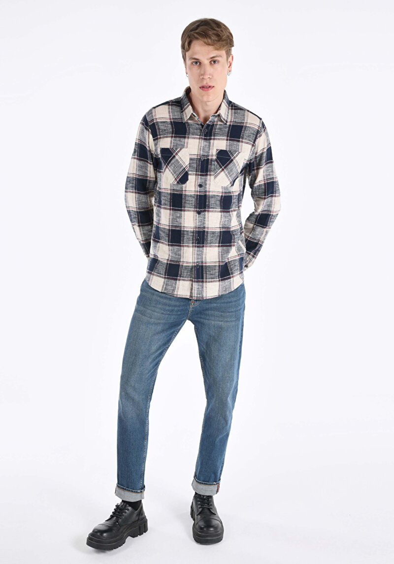 Показати інформацію про Сорочка З Довгим Рукавом Чоловіча Синя  Cl1065717