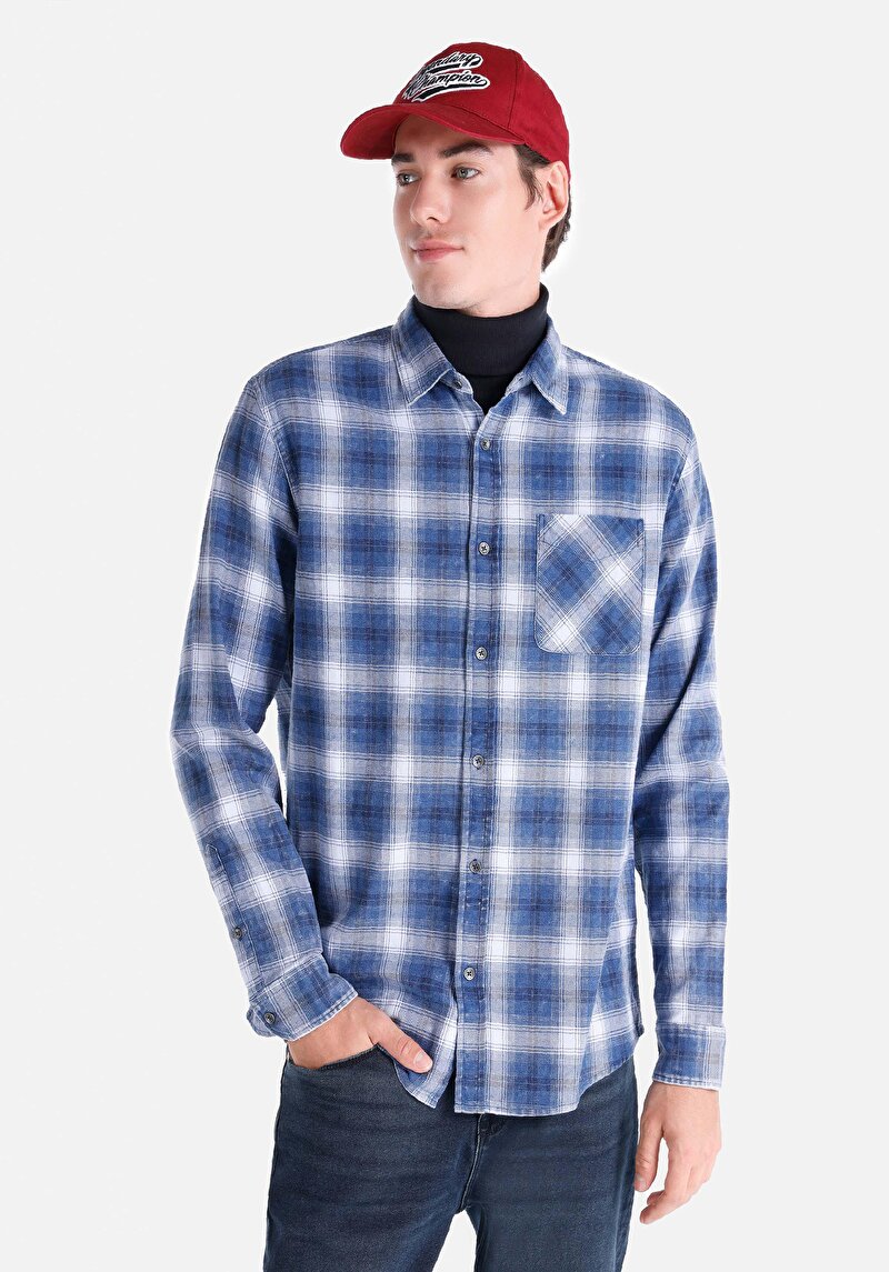 Зображення Сорочка З Довгим Рукавом Чоловіча Блакитна Cl1065762