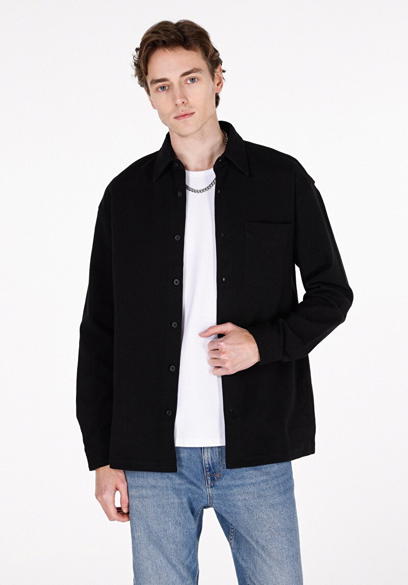 Зображення Сорочка З Довгим Рукавом Чоловіча Чорна Cl1072021