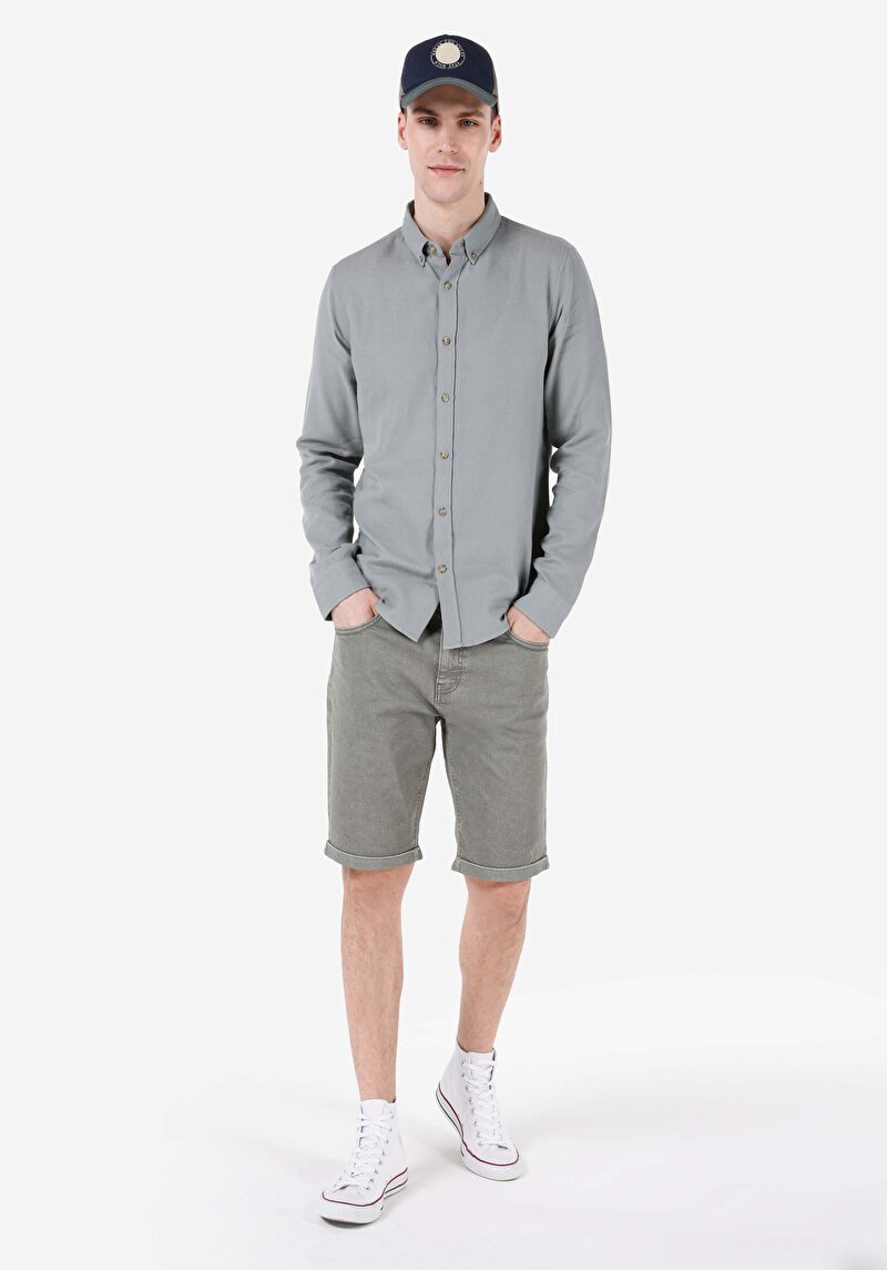 Показати інформацію про Сорочка З Довгим Рукавом Чоловіча Зелена  Cl1069259