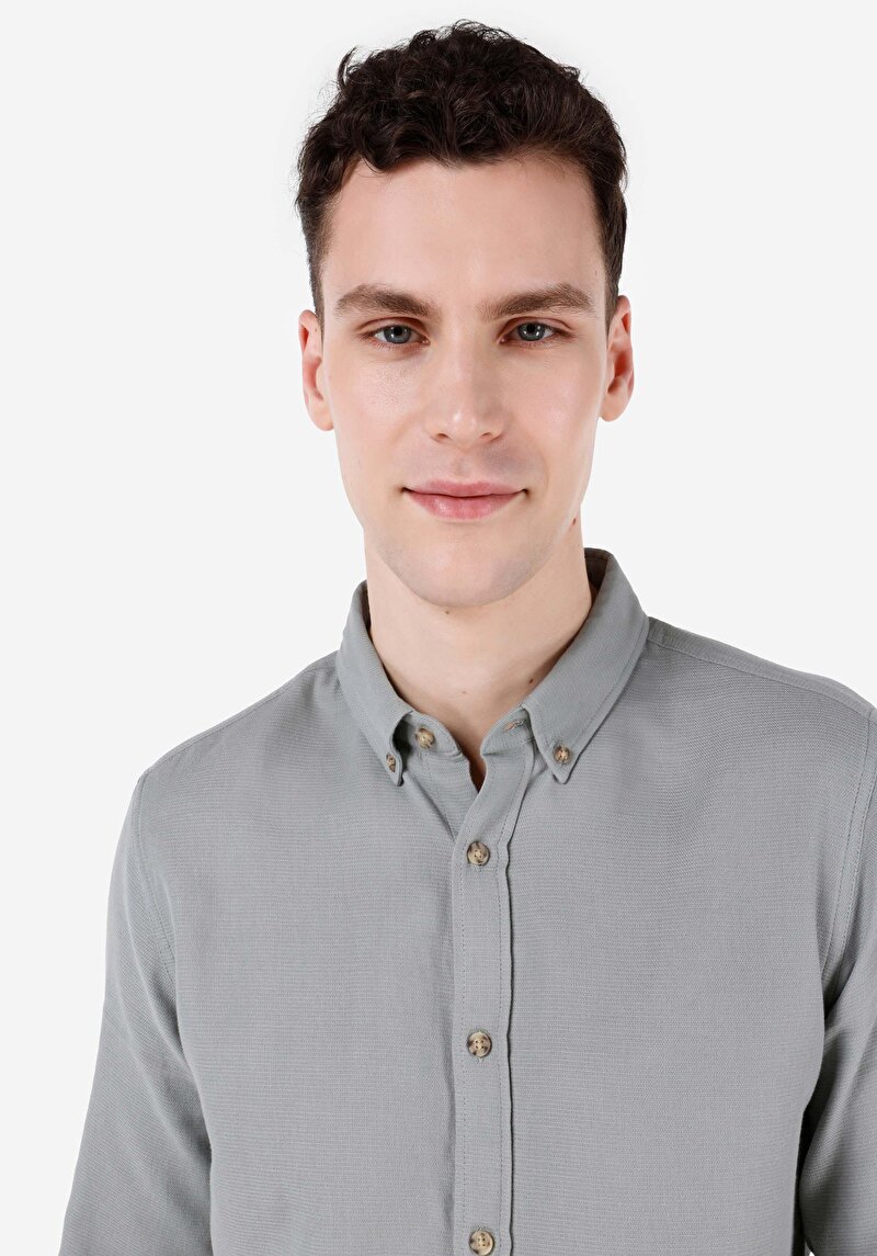 Показати інформацію про Сорочка З Довгим Рукавом Чоловіча Зелена  Cl1069259