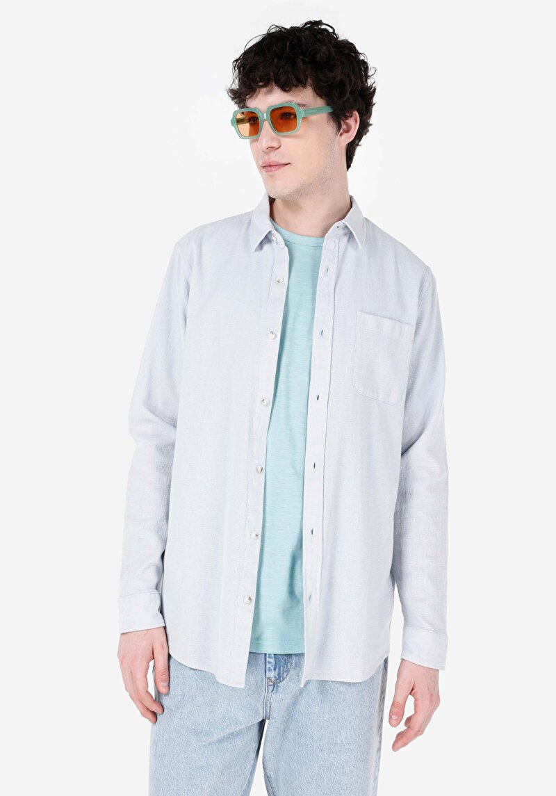 Зображення Сорочка З Довгим Рукавом Чоловіча Блакитна  Cl1069260