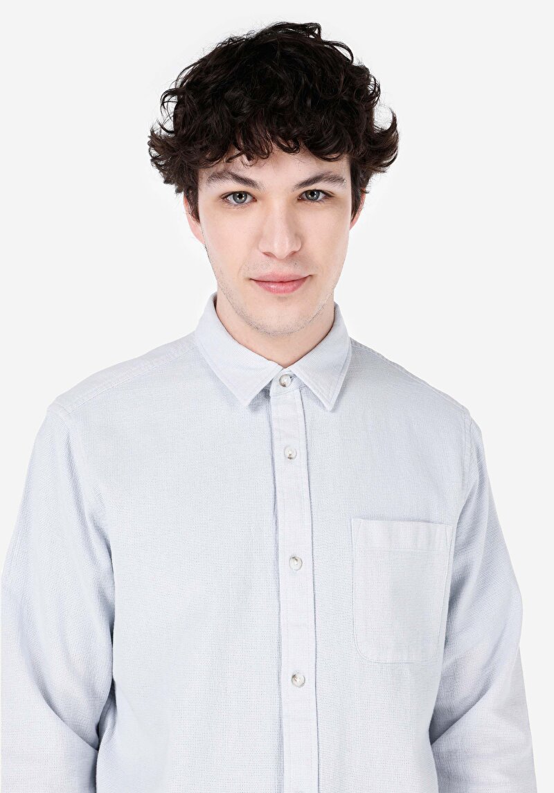 Показати інформацію про Сорочка З Довгим Рукавом Чоловіча Блакитна  Cl1069260