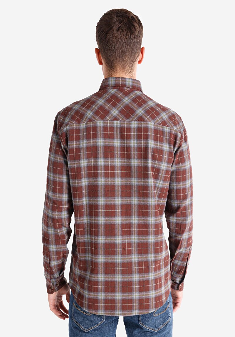 Показати інформацію про Сорочка З Довгим Рукавом Чоловіча Коричнева  Cl1067389