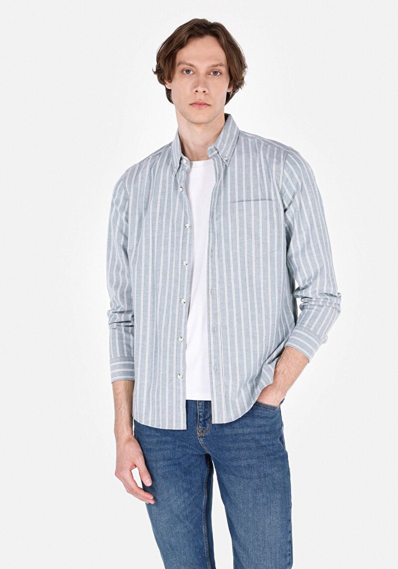 Зображення Сорочка З Довгим Рукавом Чоловіча Зелена  Cl1072028