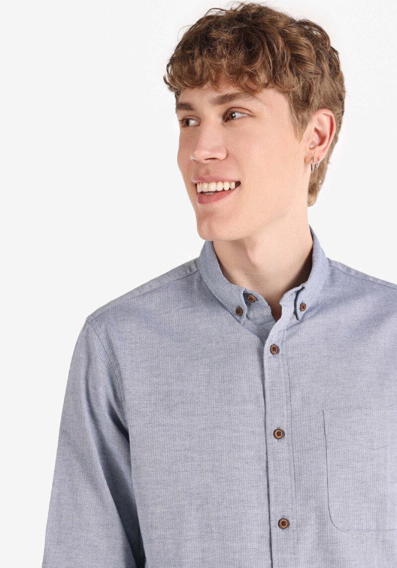 Показати інформацію про Сорочка З Довгим Рукавом Чоловіча Блакитна  Cl1065821