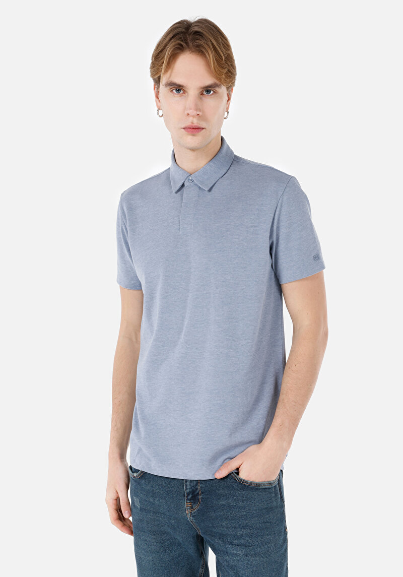 Зображення Поло З Коротким Рукавом Чоловіче Блакитне  Cl1069372