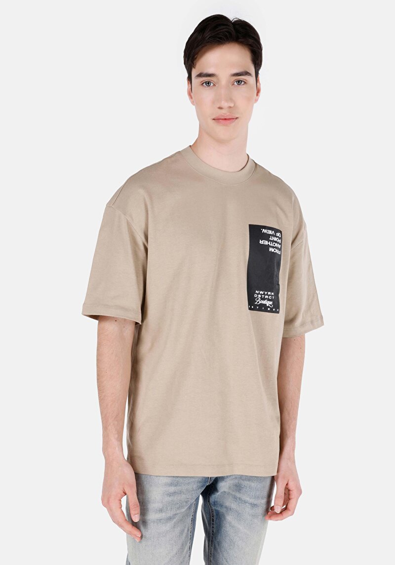 Зображення Футболка З Коротким Рукавом Чоловіча Бежева  Cl1063699