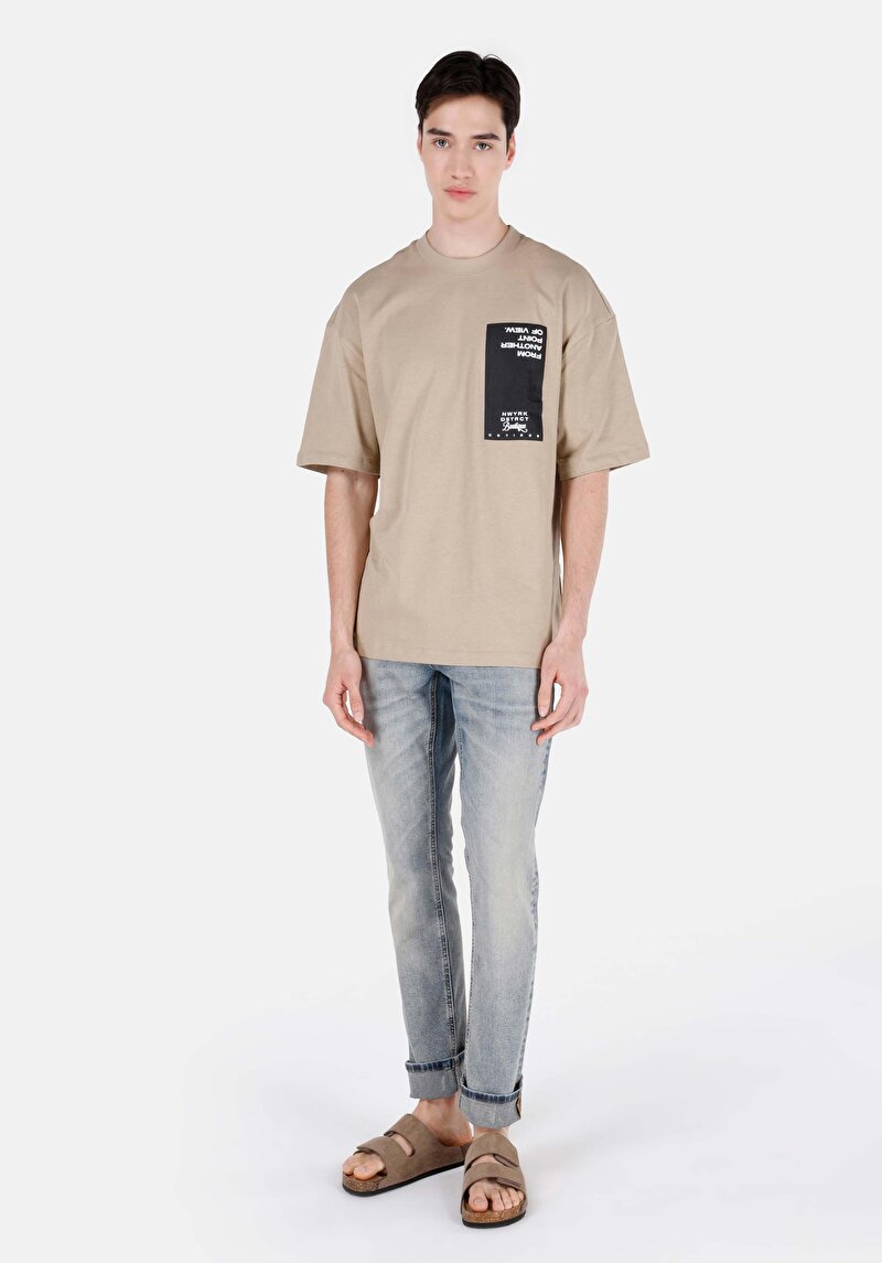 Показати інформацію про Футболка З Коротким Рукавом Чоловіча Бежева  Cl1063699