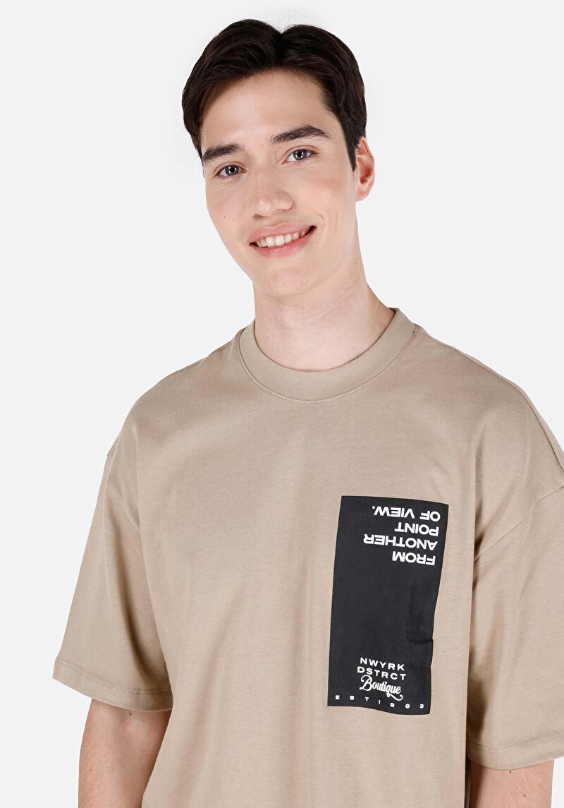 Показати інформацію про Футболка З Коротким Рукавом Чоловіча Бежева  Cl1063699